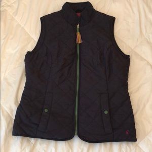 Joules Navy Quilted Vest with Green Accents